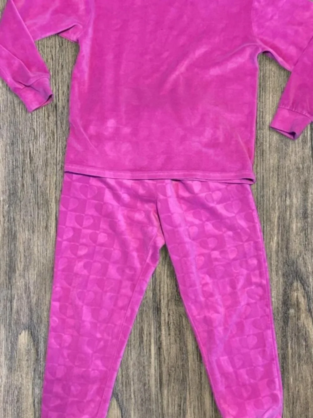 Girls Pink Velour PJ Set